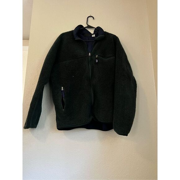 VTG 1999 patagonia retro-x deep pile fleece jacket forest green L made in usa - Picture 1 of 3